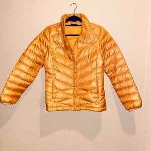 Orange North Face 550 Puffer Jacket